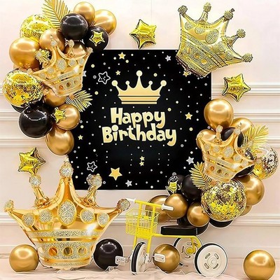 Gold Crown Foil Balloons for Royal Party King & Queen Birthday Wedding Baby Kids