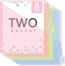 Pastel Binder Dividers with Tabs and Pockets - Soft Plastic Dividers for 3 Ring