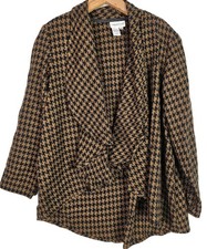 Coldwater Creek Blazer Womens Flowy Houndstooth Drape Open Jacket New Medium
