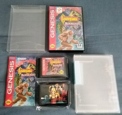 Castlevania Bloodlines Complete In Hard Case W/ Color Manual + Vampire Killer!