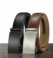 Leather Mens Ratchet Belt Belts For Men Adjustable Automatic Buckle 1 Pack