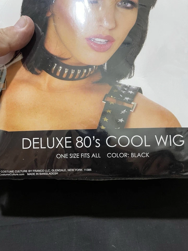 Adulto Mujer 80 Punk Rock N Roll Reina Halloween Disfraz Corto Negro Pixie Peluca Foto 2 de 4