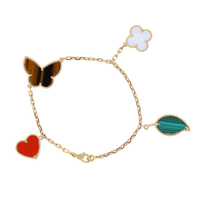 Van Cleef & Arpels Lucky Alhambra MOP Tiger's Eye Carnelian Bracelet