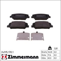 Zimmermann 24915.170.1 Bremsbelagsatz FüR KIA Hyundai I30 Veloster Ceed Optima