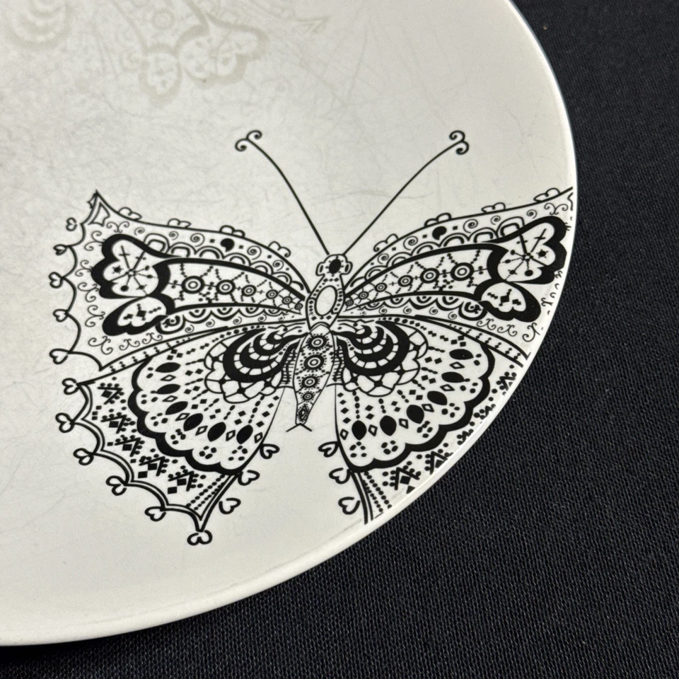 Roscher BUTTERFLY LACE 8,25” Ensalada Desierto Plato Blanco Negro Gris Foto 3 de 4