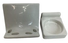 Vintage Bright White Ceramic Toothbrush Holder Tumbler Holder Great Items S54