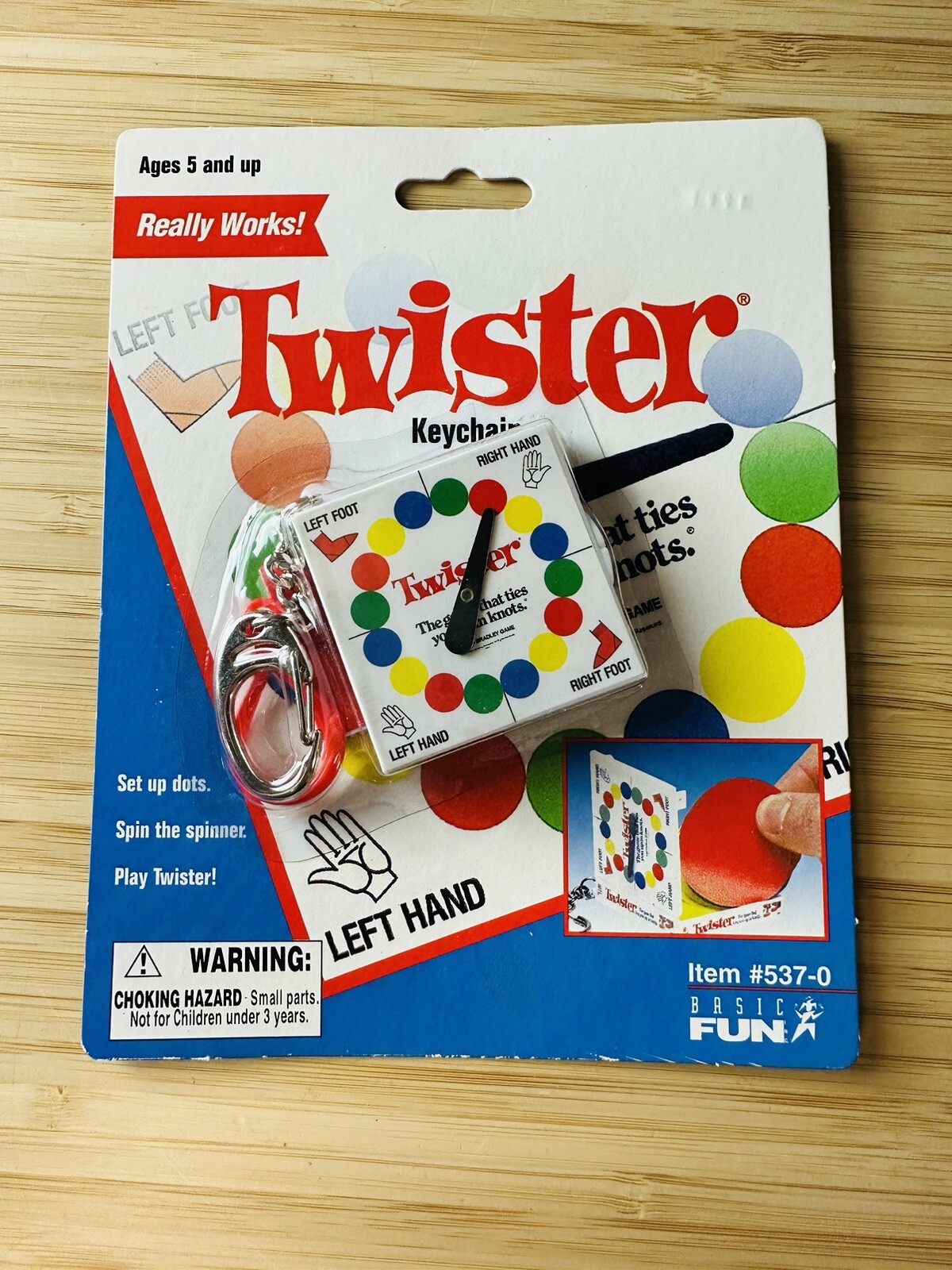 TWISTER Game Keychain Key Ring Mini Retired NEW Basic Fun Miniature