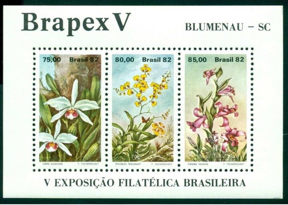 Flowers Flora 1992 Stamp Exhibition Mint NH Souvenir Sheet Brazil #1792  $12.Val