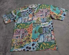 Fair Play Sportswear T Shirt Women's One Size Multicolor All Over Print Henley