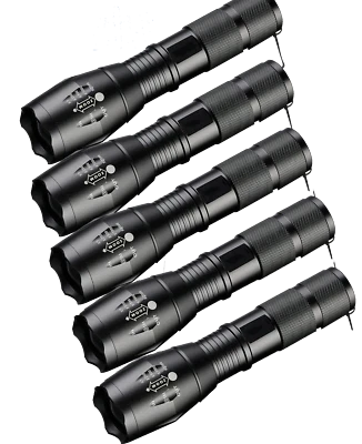 ACCPLUS Lot of 5 Tactical 18650 Flashlight High Powered 5Modes Zoomable Aluminum