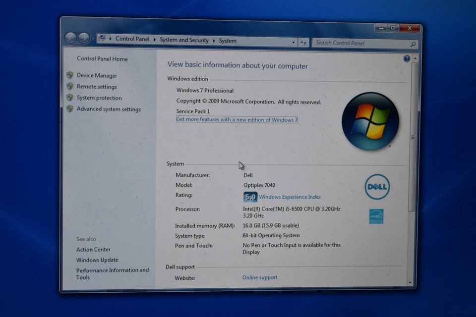 Dell OptiPlex 7050 Intel Quad Core i5-6500 WiFi Bluetooth Windows 7 16GB RAM - Image 2 of 4