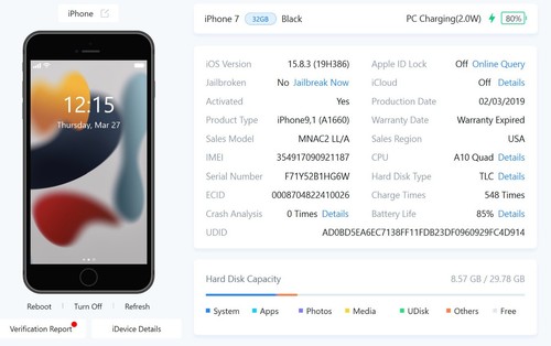 Apple iPhone 7 32GB Black Unlocked A1660 - Bad Front Camera - PARTS - Afbeelding 16 van 19