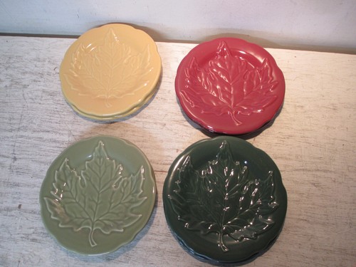 LONGABERGER~Vitrified Pottery Set of 8 Falling Leaves Collection Leaf Plates - Picture 2 of 3