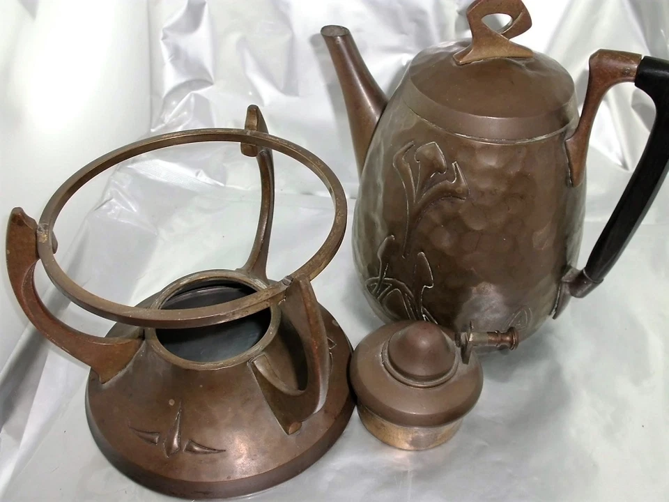 WMF Straussenmarke Kaffeekanne auf Rechaud reiner Jugendstil um 1890- 1900 - Bild 2 von 4