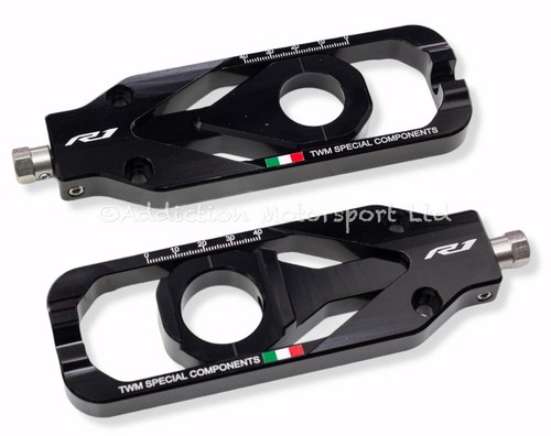 TWM CNC Billet Aluminium Black Chain Adjuster for Yamaha R1 2020 - TCY.01.N - Picture 2 of 4