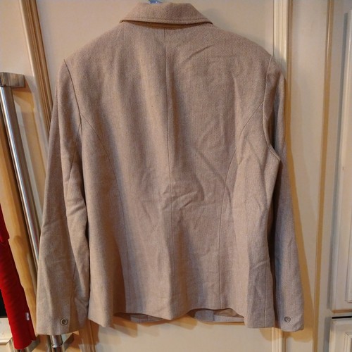 Coldwater Creek VTG Ladies Tan Herringbone Suit Blazer Jacket Wool Blend 14 EUC - Picture 5 of 7