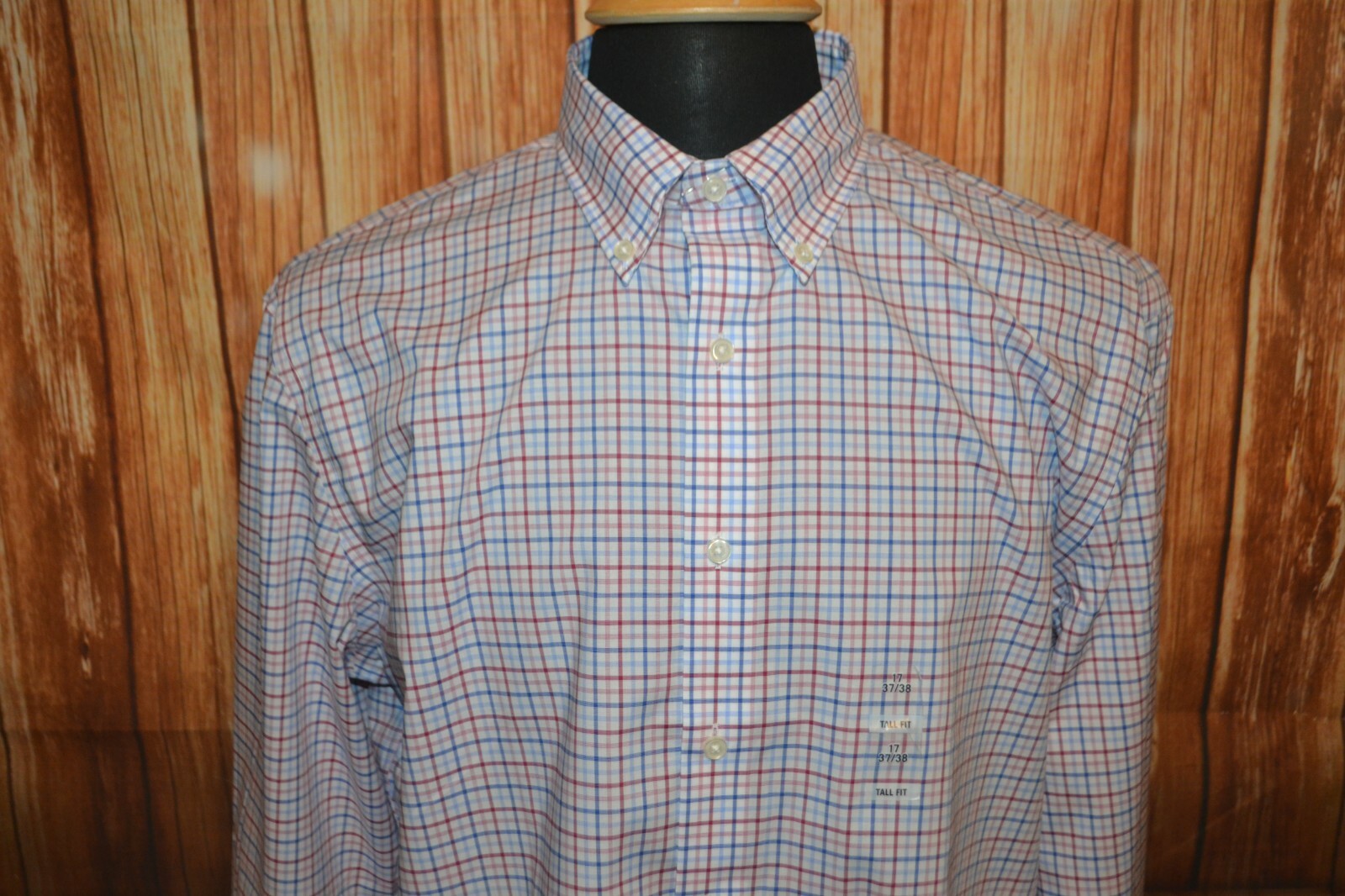 NWT Tommy Hilfiger Men's Check THFlex Supima Tall Fit Stretch Dress Shirt Sz 17 thumbnail 2