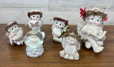 Vintage Dreamsicle Cherub Angel Sealed With a Kiss Christmas Globe Lot of 6