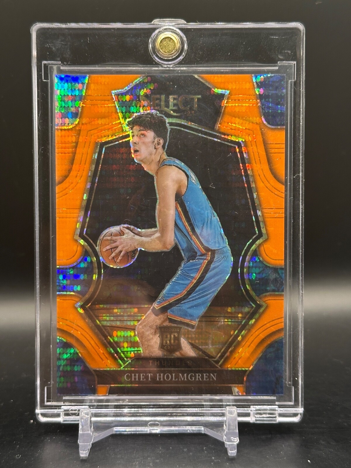 2022-23 Select Chet Holmgren Premier Level Orange Neon Pulsar Rookie RC/15 OKC