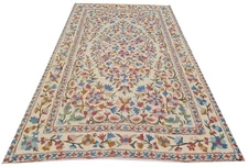 Hand Embroidered Needlework Vintage Kashmiri Textile Wall Hanging 4.10 x 2.10 Ft