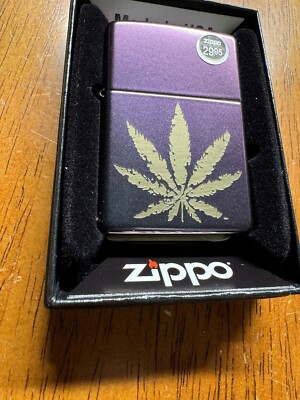 Zippo Marijuana Leaf Iridescent Windproof Pocket Lighter 49185 for
