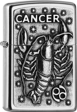 ZIPPO Original Lighter Regular / Street Chrome Emblem Cancer / Gift Box