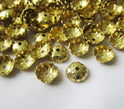 300pcs Brass Bead Caps 7mm Textured Hemisphere Bead Caps DIY Jewelry Findings