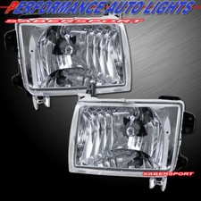 Set Of Pair Euro Clear Chrome Headlights For 1998-2000 Nissan Frontier
