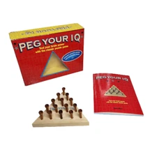Peg Your IQ Wood Triangular Peg Game and booklet New 