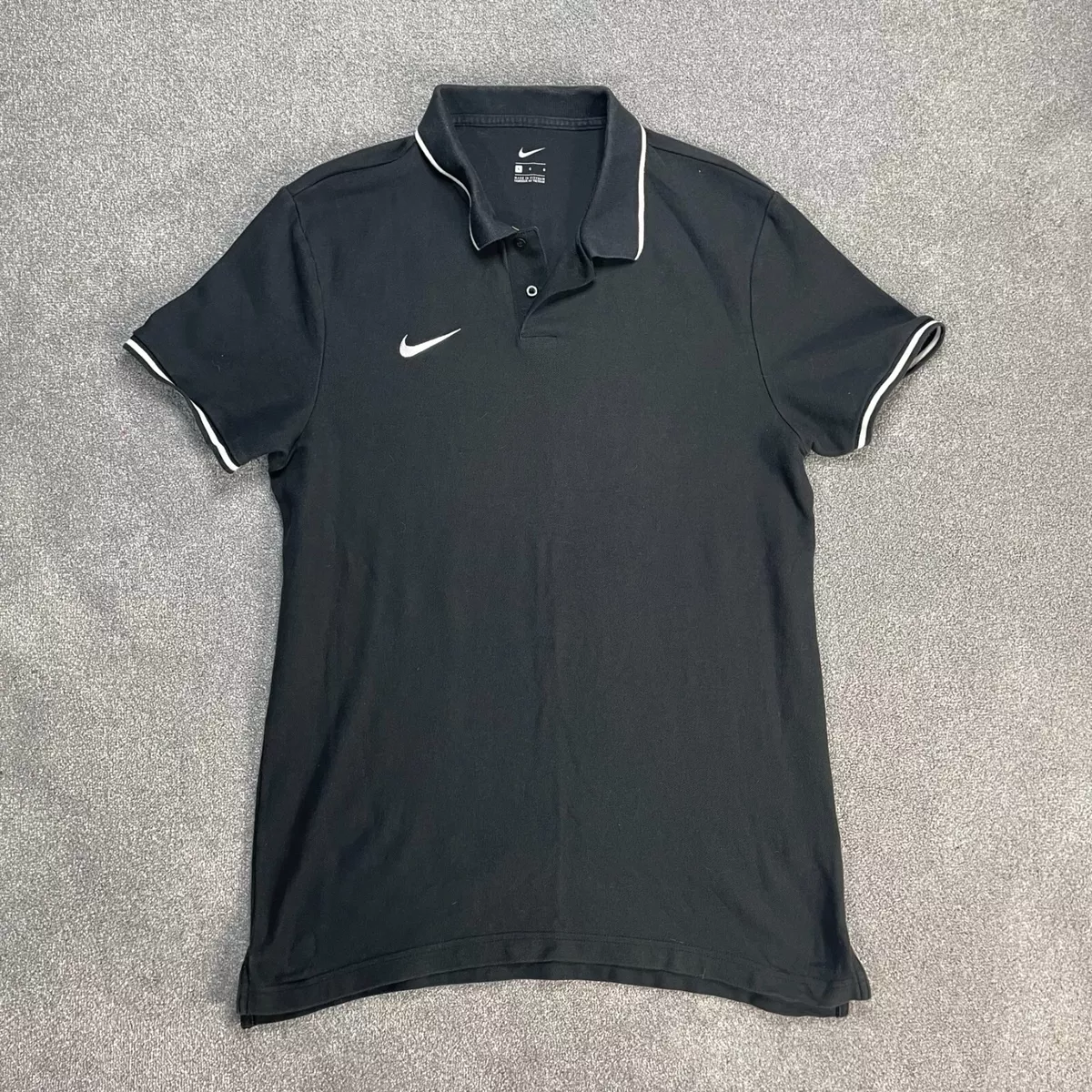 Nike Polo Shirt Adult Large Black White Swoosh Casual Logo