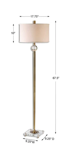 MESITA MODERN XXL 68" METAL FLOOR LAMP CRYSTAL DETAIL UTTERMOST 28635 - Picture 3 of 3