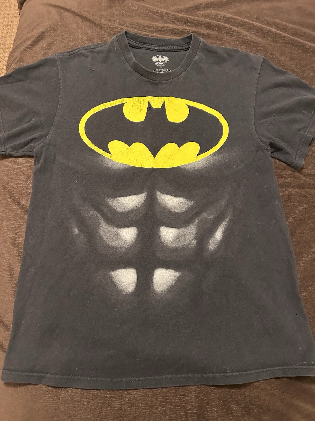 Batman Men T Shirt M Black Abs Tee Muscle Super Hero DC Comics Dark Knight Joker