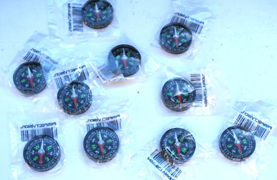 LOT 10 Mini Compass Clear Liquid filled Small Portable Outdoor 32mm DIAMETER