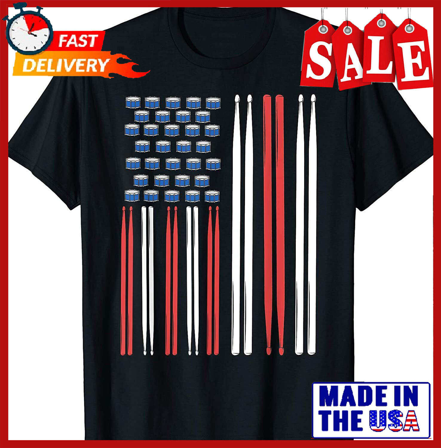 NEW LIMITED Drum Sticks Shirt Drummer Gift Drumming Shirt Men Percussion S-5XL