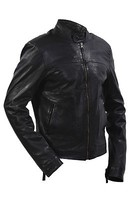 Infinity Men's New Black Retro Biker Lambskin Leather Slim Fit Jacket