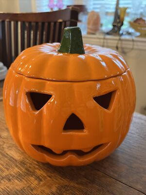 Vintage Halloween Trick R Treater Ceramic Pumpkin Jack O Lantern