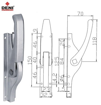 DENI Tortreibriegel PLANO 10 mm Schlaufenanzahl 2 hell verzinkt