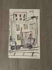 Purvis Young - STUNNING VINTAGE  ART - “Truck in The City” - SIGNED - 18x11”