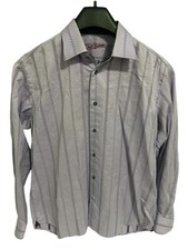 Robert Graham Men's Shirt Size Large Geometric Purple Long Sleeve 100 Cotton