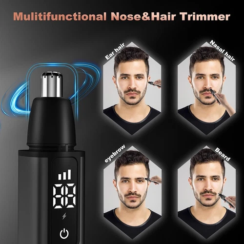 Tagliacapelli naso ricaricabile USB-C per uomo con display LCD 3 velocità impermeabile - Foto 2 di 13
