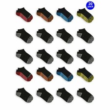 Fruit of the Loom Boys Socks, 20 Pack No Show Cushioned, Small Shoe Size 4.5-8.5