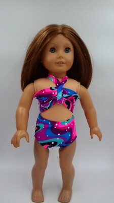 2pc Swirls Swimsuit Fits American girl dolls 18 inch Doll Clothes bathing  suit