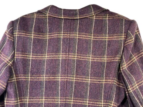Talbots Women Size 18 Blazer Purple Plaid 2 pocket 3 button Closure Wool & Lined - Picture 12 of 15