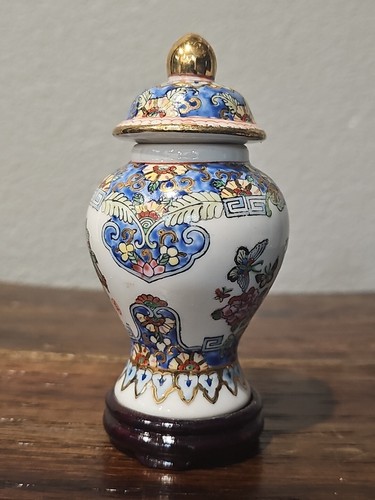 Antike Porzellan Ingwer Dose Made In China Goldbesatz - Bild 1 von 10