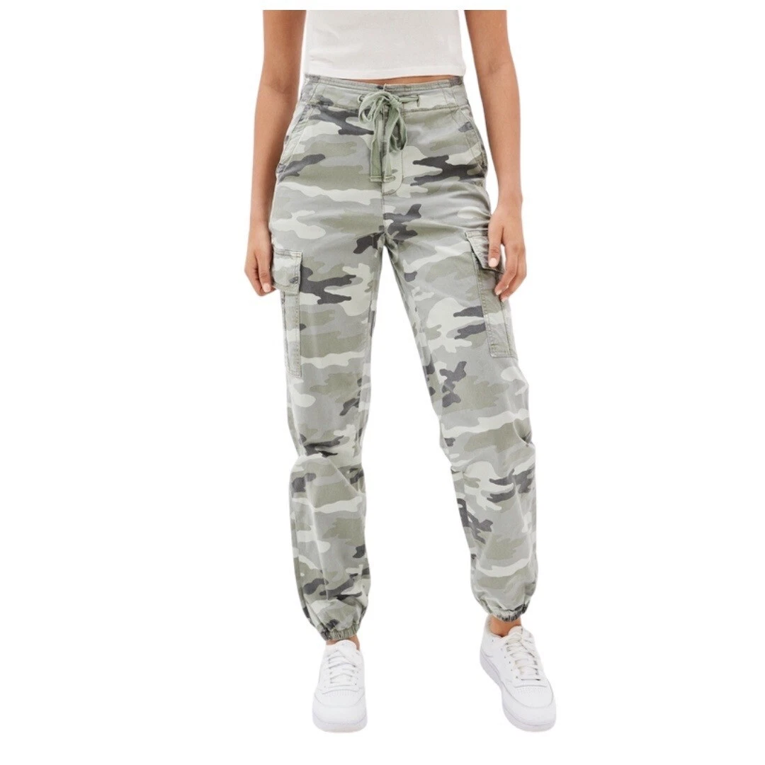 American Eagle Joggers Cargo Pants Camo Elastic Waist Y2k 90 s