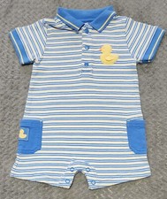 Carters  Boy's 1 Pc Shorts Outfit  Size 6 Mo.  Blue Striped  Ducks