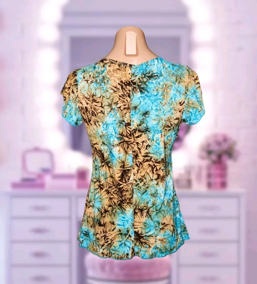 Blusa Top Camisa Mujer Vintage Suzie Y2k Años 2000 Playa Estampado Tropical Mediana  Foto 2 de 4