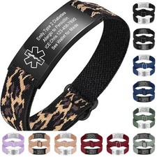 UK - Personalised Medical Alert Engraved Bracelet Elastic Strap for Men Women ID