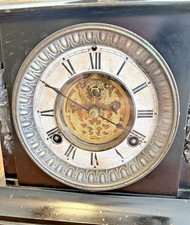 Antique WATERBURY Open-Escapement Mantel Clock with Painter Sculpture, WORKING!