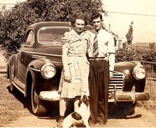 Vintage Photo Classic 1941 Buick Automobile Car Woman And Man Couple With Dog